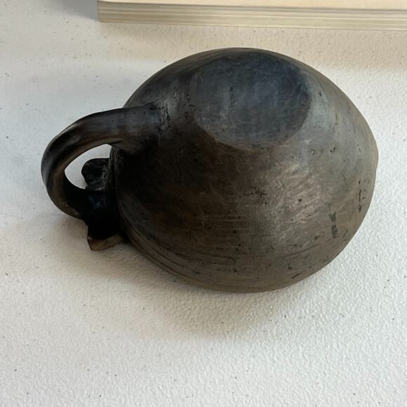 Pottery Art Sauce Bowl With Handle Brown Ceramic Speckled Matte & Glazed - Picture 5 of 6